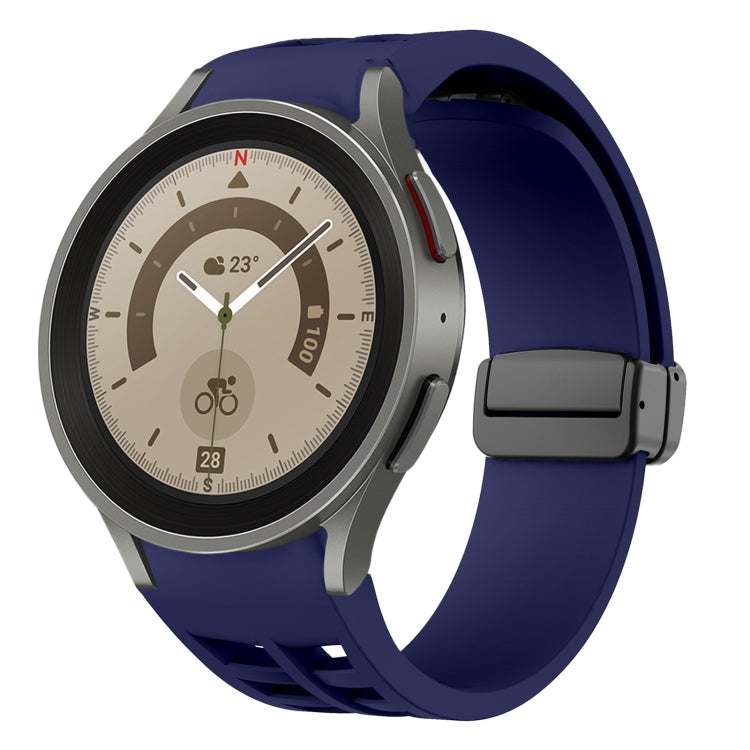 Richard 磁性摺疊黑色扣矽膠錶帶，適用於 Samsung Galaxy Watch 5 40 / 44mm，適用於 Samsung Galaxy Watch 5 Pro 45mm，適用於 Samsung Galaxy Watch 4 40 / 44mm