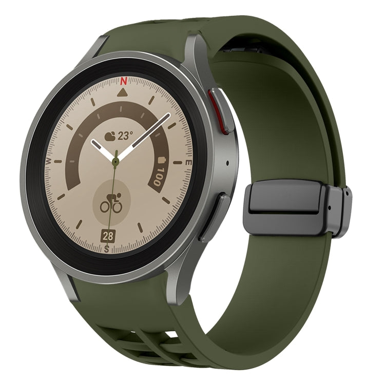 Richard 磁性摺疊黑色扣矽膠錶帶，適用於 Samsung Galaxy Watch 5 40 / 44mm，適用於 Samsung Galaxy Watch 5 Pro 45mm，適用於 Samsung Galaxy Watch 4 40 / 44mm