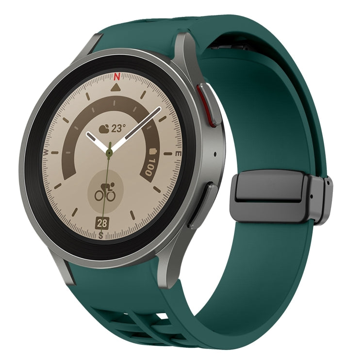 Richard 磁性摺疊黑色扣矽膠錶帶，適用於 Samsung Galaxy Watch 5 40 / 44mm，適用於 Samsung Galaxy Watch 5 Pro 45mm，適用於 Samsung Galaxy Watch 4 40 / 44mm
