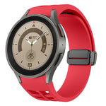 Richard 磁性摺疊黑色扣矽膠錶帶，適用於 Samsung Galaxy Watch 5 40 / 44mm，適用於 Samsung Galaxy Watch 5 Pro 45mm，適用於 Samsung Galaxy Watch 4 40 / 44mm