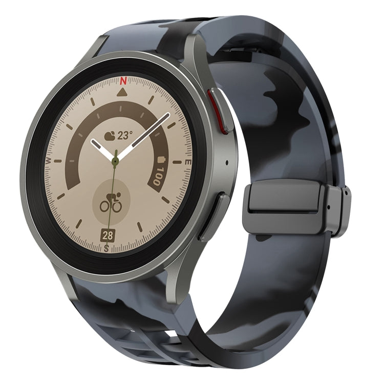Richard 磁性摺疊黑色扣矽膠錶帶，適用於 Samsung Galaxy Watch 5 40 / 44mm，適用於 Samsung Galaxy Watch 5 Pro 45mm，適用於 Samsung Galaxy Watch 4 40 / 44mm