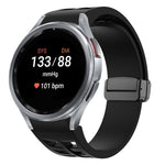 Richard 磁性摺疊黑色扣矽膠錶帶，適用於 Samsung Galaxy Watch FE 40mm，適用於 Samsung Galaxy Watch 7 40 / 44mm，適用於 Samsung Galaxy Watch 6 Classic 43 / 47mm