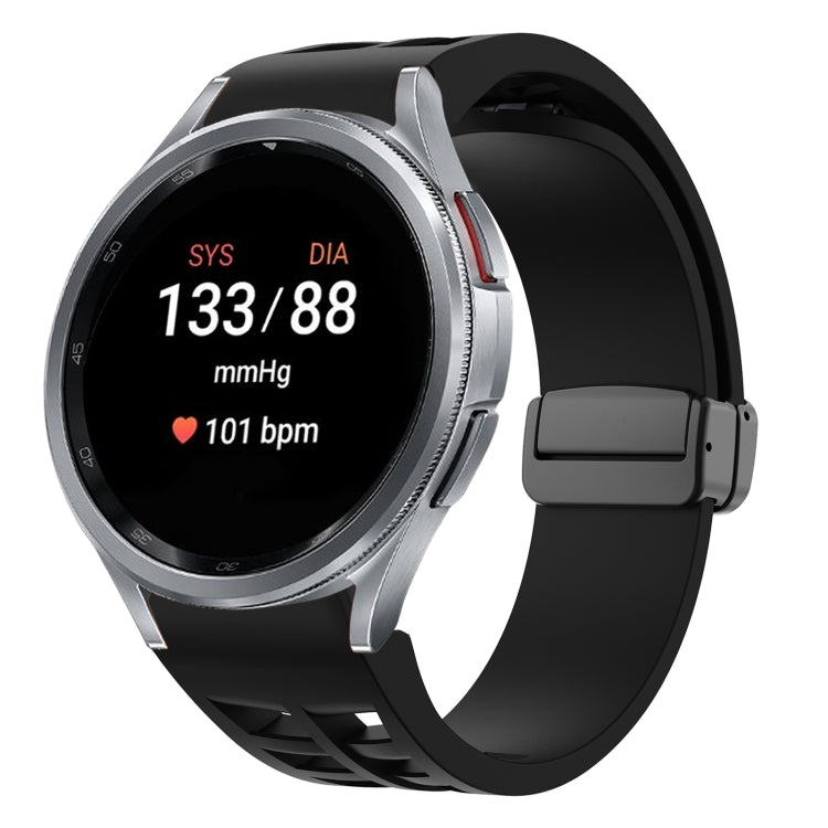 Richard 磁性摺疊黑色扣矽膠錶帶，適用於 Samsung Galaxy Watch FE 40mm，適用於 Samsung Galaxy Watch 7 40 / 44mm，適用於 Samsung Galaxy Watch 6 Classic 43 / 47mm