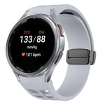 Richard 磁性摺疊黑色扣矽膠錶帶，適用於 Samsung Galaxy Watch FE 40mm，適用於 Samsung Galaxy Watch 7 40 / 44mm，適用於 Samsung Galaxy Watch 6 Classic 43 / 47mm