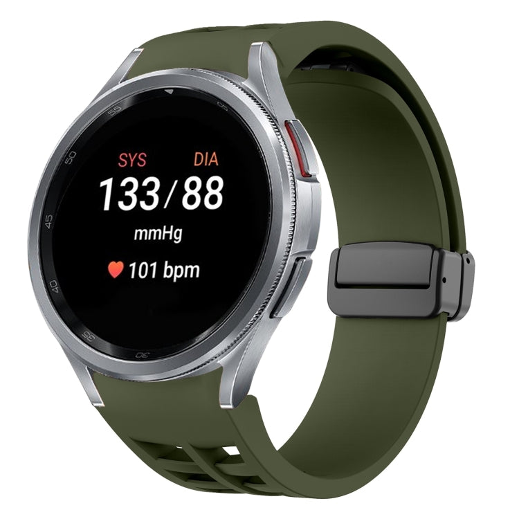 Richard 磁性摺疊黑色扣矽膠錶帶，適用於 Samsung Galaxy Watch FE 40mm，適用於 Samsung Galaxy Watch 7 40 / 44mm，適用於 Samsung Galaxy Watch 6 Classic 43 / 47mm