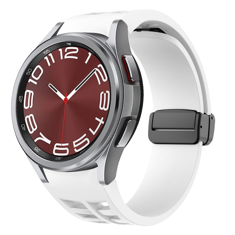 Richard 磁性摺疊黑色扣矽膠錶帶，適用於 Samsung Galaxy Watch FE 40mm，適用於 Samsung Galaxy Watch 7 40 / 44mm，適用於 Samsung Galaxy Watch 6 Classic 43 / 47mm