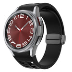 Richard 磁性摺疊黑色扣矽膠錶帶，適用於 Samsung Galaxy Watch FE 40mm，適用於 Samsung Galaxy Watch 7 40 / 44mm，適用於 Samsung Galaxy Watch 6 Classic 43 / 47mm