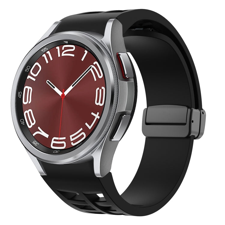 Richard 磁性摺疊黑色扣矽膠錶帶，適用於 Samsung Galaxy Watch FE 40mm，適用於 Samsung Galaxy Watch 7 40 / 44mm，適用於 Samsung Galaxy Watch 6 Classic 43 / 47mm