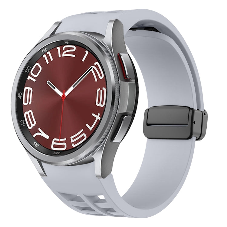 Richard 磁性摺疊黑色扣矽膠錶帶，適用於 Samsung Galaxy Watch FE 40mm，適用於 Samsung Galaxy Watch 7 40 / 44mm，適用於 Samsung Galaxy Watch 6 Classic 43 / 47mm
