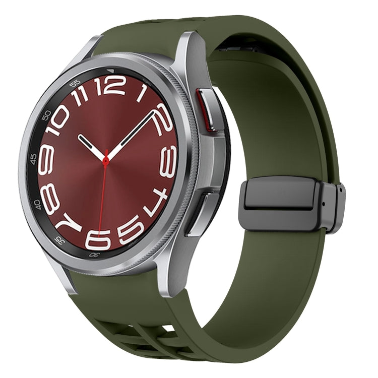 Richard 磁性摺疊黑色扣矽膠錶帶，適用於 Samsung Galaxy Watch FE 40mm，適用於 Samsung Galaxy Watch 7 40 / 44mm，適用於 Samsung Galaxy Watch 6 Classic 43 / 47mm