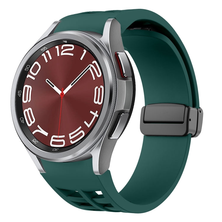 Richard 磁性摺疊黑色扣矽膠錶帶，適用於 Samsung Galaxy Watch FE 40mm，適用於 Samsung Galaxy Watch 7 40 / 44mm，適用於 Samsung Galaxy Watch 6 Classic 43 / 47mm