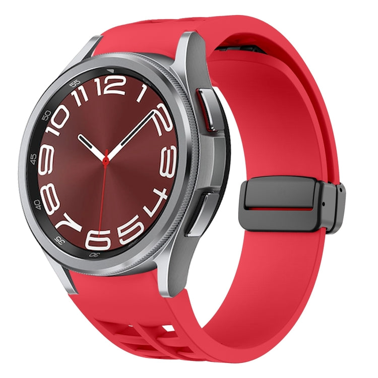 Richard 磁性摺疊黑色扣矽膠錶帶，適用於 Samsung Galaxy Watch FE 40mm，適用於 Samsung Galaxy Watch 7 40 / 44mm，適用於 Samsung Galaxy Watch 6 Classic 43 / 47mm