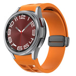 Richard 磁性摺疊黑色扣矽膠錶帶，適用於 Samsung Galaxy Watch FE 40mm，適用於 Samsung Galaxy Watch 7 40 / 44mm，適用於 Samsung Galaxy Watch 6 Classic 43 / 47mm
