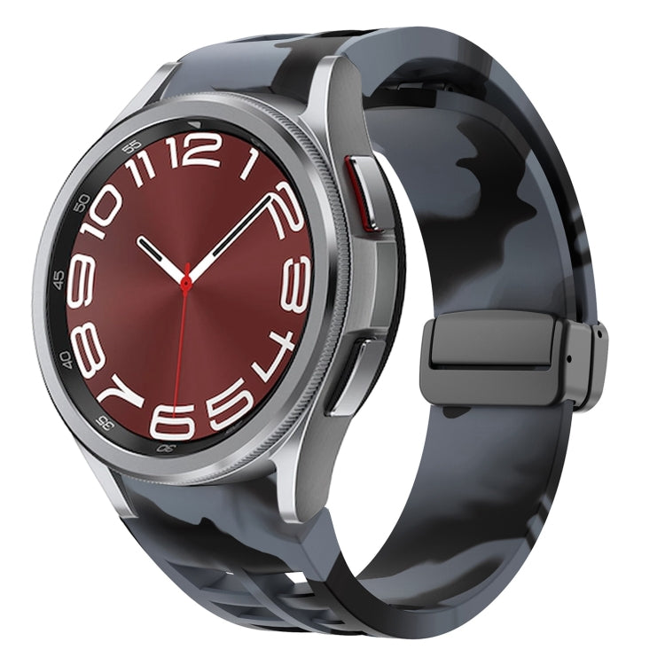 Richard 磁性摺疊黑色扣矽膠錶帶，適用於 Samsung Galaxy Watch FE 40mm，適用於 Samsung Galaxy Watch 7 40 / 44mm，適用於 Samsung Galaxy Watch 6 Classic 43 / 47mm