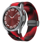 Richard 磁性摺疊黑色扣矽膠錶帶，適用於 Samsung Galaxy Watch FE 40mm，適用於 Samsung Galaxy Watch 7 40 / 44mm，適用於 Samsung Galaxy Watch 6 Classic 43 / 47mm
