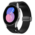 Richard 磁性摺疊黑色扣矽膠錶帶，適用於 Samsung Galaxy Watch 5 40 / 44mm，適用於 Samsung Galaxy Watch 5 Pro 45mm，適用於 Samsung Galaxy Watch 4 40 / 44mm