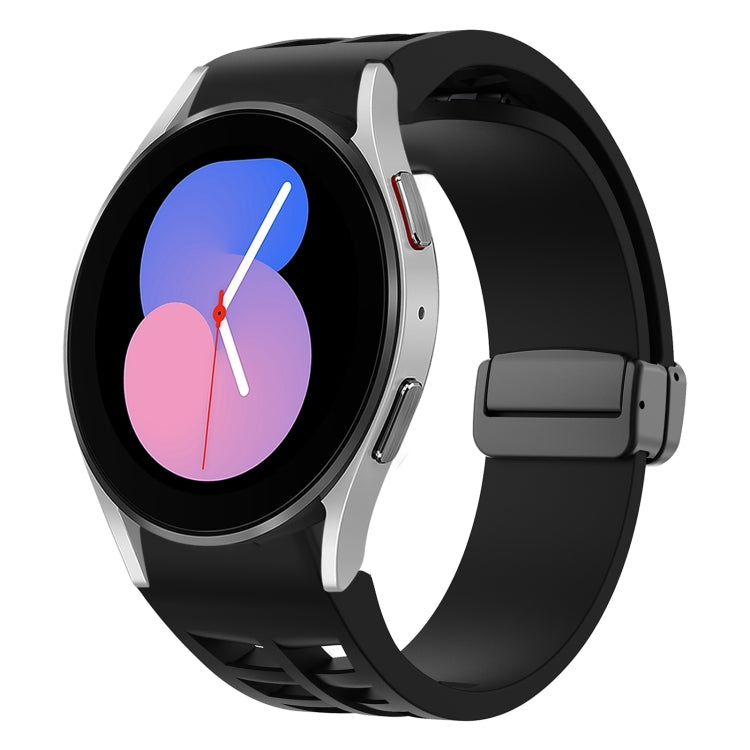 Richard 磁性摺疊黑色扣矽膠錶帶，適用於 Samsung Galaxy Watch 5 40 / 44mm，適用於 Samsung Galaxy Watch 5 Pro 45mm，適用於 Samsung Galaxy Watch 4 40 / 44mm