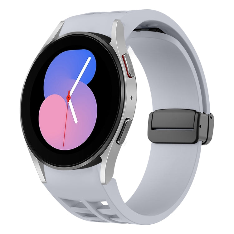 Richard 磁性摺疊黑色扣矽膠錶帶，適用於 Samsung Galaxy Watch 5 40 / 44mm，適用於 Samsung Galaxy Watch 5 Pro 45mm，適用於 Samsung Galaxy Watch 4 40 / 44mm