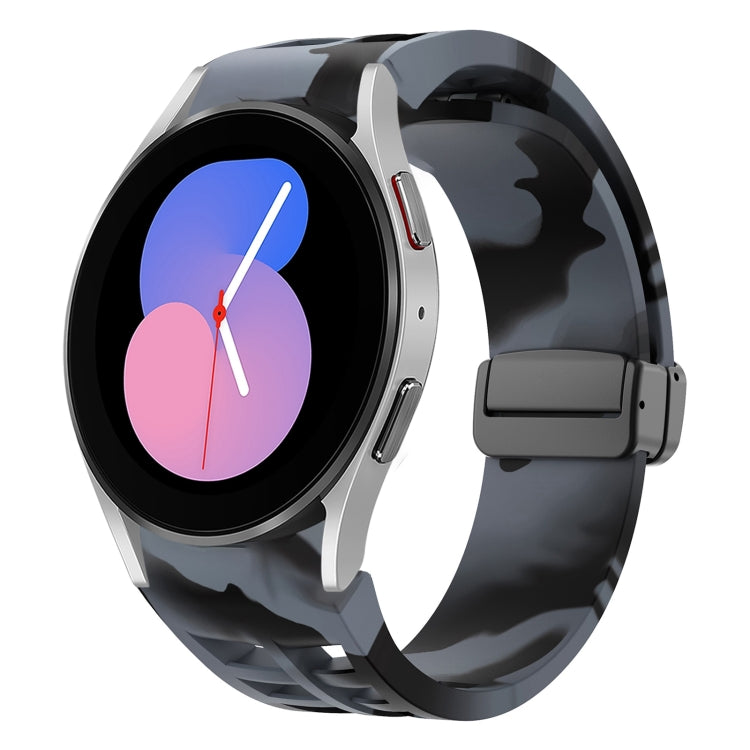 Richard 磁性摺疊黑色扣矽膠錶帶，適用於 Samsung Galaxy Watch 5 40 / 44mm，適用於 Samsung Galaxy Watch 5 Pro 45mm，適用於 Samsung Galaxy Watch 4 40 / 44mm