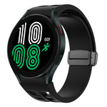 Richard 磁性摺疊黑色扣矽膠錶帶，適用於 Samsung Galaxy Watch 5 40 / 44mm，適用於 Samsung Galaxy Watch 5 Pro 45mm，適用於 Samsung Galaxy Watch 4 40 / 44mm