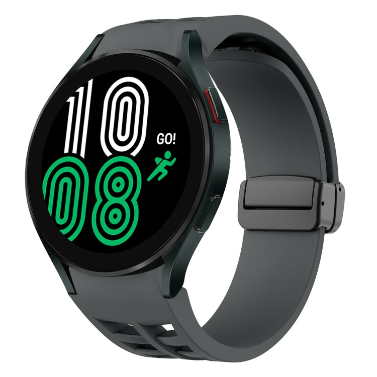 Richard 磁性摺疊黑色扣矽膠錶帶，適用於 Samsung Galaxy Watch 5 40 / 44mm，適用於 Samsung Galaxy Watch 5 Pro 45mm，適用於 Samsung Galaxy Watch 4 40 / 44mm