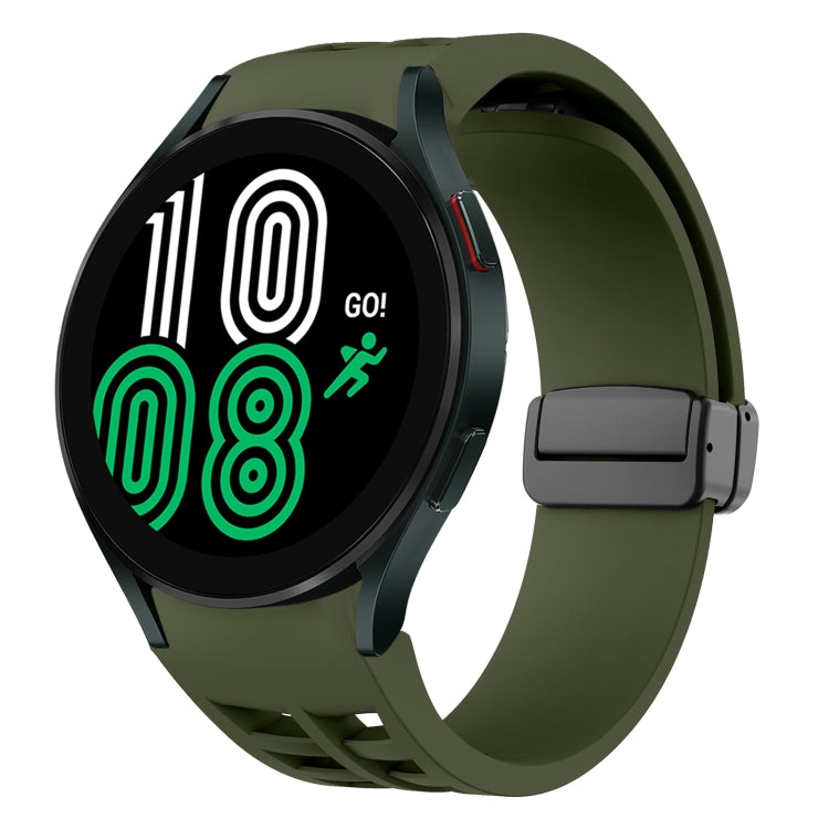Richard 磁性摺疊黑色扣矽膠錶帶，適用於 Samsung Galaxy Watch 5 40 / 44mm，適用於 Samsung Galaxy Watch 5 Pro 45mm，適用於 Samsung Galaxy Watch 4 40 / 44mm