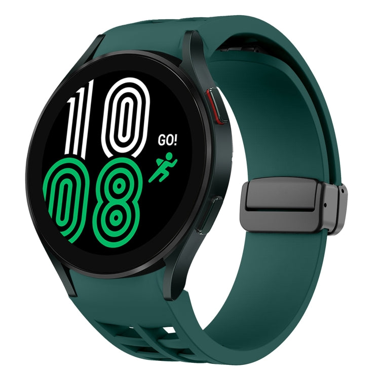 Richard 磁性摺疊黑色扣矽膠錶帶，適用於 Samsung Galaxy Watch 5 40 / 44mm，適用於 Samsung Galaxy Watch 5 Pro 45mm，適用於 Samsung Galaxy Watch 4 40 / 44mm
