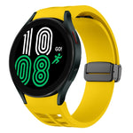 Richard 磁性摺疊黑色扣矽膠錶帶，適用於 Samsung Galaxy Watch 5 40 / 44mm，適用於 Samsung Galaxy Watch 5 Pro 45mm，適用於 Samsung Galaxy Watch 4 40 / 44mm