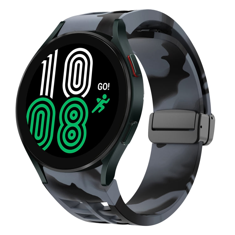 Richard 磁性摺疊黑色扣矽膠錶帶，適用於 Samsung Galaxy Watch 5 40 / 44mm，適用於 Samsung Galaxy Watch 5 Pro 45mm，適用於 Samsung Galaxy Watch 4 40 / 44mm