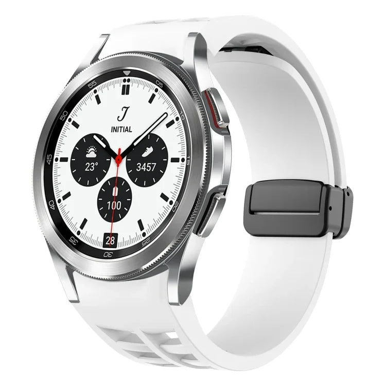 Richard 磁吸摺疊黑色扣矽膠錶帶，適用於 Samsung Galaxy Watch 4 classic 42 / 46mm