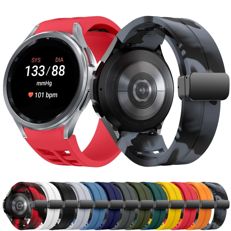 Richard 磁性摺疊黑色扣矽膠錶帶，適用於 Samsung Galaxy Watch FE 40mm，適用於 Samsung Galaxy Watch 7 40 / 44mm，適用於 Samsung Galaxy Watch 6 Classic 43 / 47mm