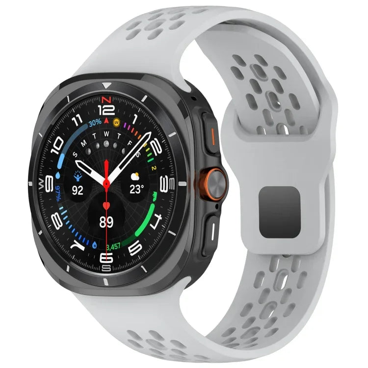適用於Samsung Galaxy Watch Ultra 47mm孔洞款方扣純色矽膠錶帶
