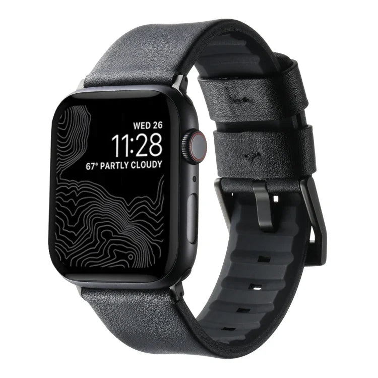 真皮混合矽膠錶帶，適用於 Apple Watch Series 7 41mm，適用於 Apple Watch Series 7 45mm，適用於 Apple Watch SE 40mm，適用於 Apple Watch SE 44mm，適用於 Apple Watch Series 6 40mm，適用於 Apple Watch Series 6 44mm，適用於 Apple Watch Series 5 44mm