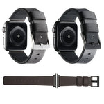 Genuine Leather Hybrid Silicone Watch Band, For Apple Watch Series 10 46mm, For Apple Watch Series 10 42mm, For Apple Watch SE 2023 44mm, For Apple Watch SE 2023 40mm, For Apple Watch Ultra 2 49mm, For Apple Watch Series 9 45mm                         ...
