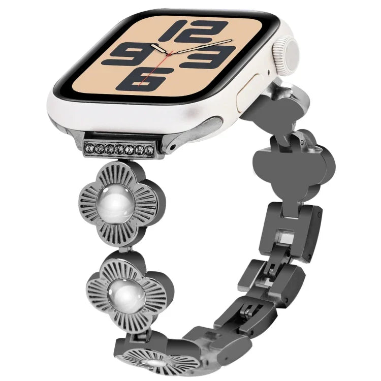 四葉草快拆金屬鍊錶帶，適用於 Apple Watch SE 2023 44mm，適用於 Apple Watch SE 2023 40mm，適用於 Apple Watch Ultra 2 49mm，適用於 Apple Watch Series 9 45mm，適用於 Apple Watch Series 9 41mm，適用於 Apple Watch Ultra 49mm