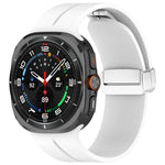 適用於 Samsung Galaxy Watch Ultra 47mm / Ultra 2025 槽紋磁吸折疊銀色錶扣矽膠錶帶