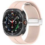 適用於 Samsung Galaxy Watch Ultra 47mm / Ultra 2025 槽紋磁吸折疊銀色錶扣矽膠錶帶