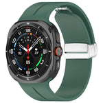 適用於 Samsung Galaxy Watch Ultra 47mm / Ultra 2025 槽紋磁吸折疊銀色錶扣矽膠錶帶