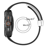 適用於 Samsung Galaxy Watch Ultra 47mm / Ultra 2025 槽紋磁吸折疊銀色錶扣矽膠錶帶