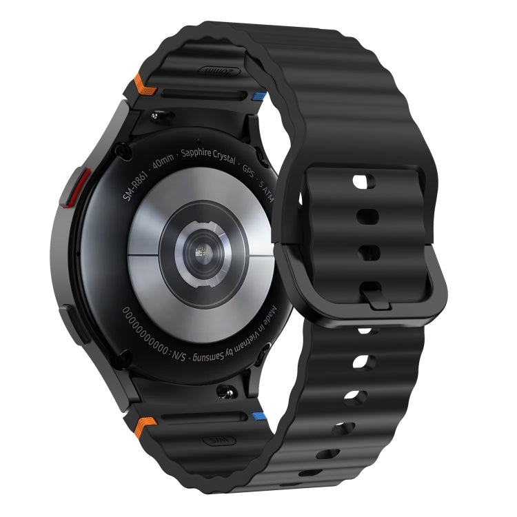 波浪紋縫線矽膠錶帶，適用於 Samsung Galaxy Watch 7 40 / 44mm、Samsung Galaxy Watch 6 Classic、Samsung Galaxy Watch 6 40 / 44mm、Samsung Galaxy Watch 5 40 / 44mm