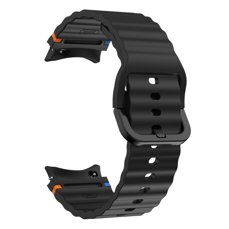 波浪紋縫線矽膠錶帶，適用於 Samsung Galaxy Watch 7 40 / 44mm、Samsung Galaxy Watch 6 Classic、Samsung Galaxy Watch 6 40 / 44mm、Samsung Galaxy Watch 5 40 / 44mm