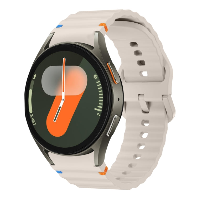 波浪紋縫線矽膠錶帶，適用於 Samsung Galaxy Watch 7 40 / 44mm、Samsung Galaxy Watch 6 Classic、Samsung Galaxy Watch 6 40 / 44mm、Samsung Galaxy Watch 5 40 / 44mm