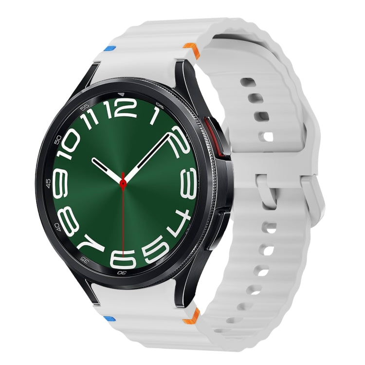 波浪紋縫線矽膠錶帶，適用於 Samsung Galaxy Watch 7 40 / 44mm、Samsung Galaxy Watch 6 Classic、Samsung Galaxy Watch 6 40 / 44mm、Samsung Galaxy Watch 5 40 / 44mm