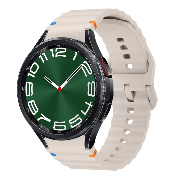 波浪紋縫線矽膠錶帶，適用於 Samsung Galaxy Watch 7 40 / 44mm、Samsung Galaxy Watch 6 Classic、Samsung Galaxy Watch 6 40 / 44mm、Samsung Galaxy Watch 5 40 / 44mm