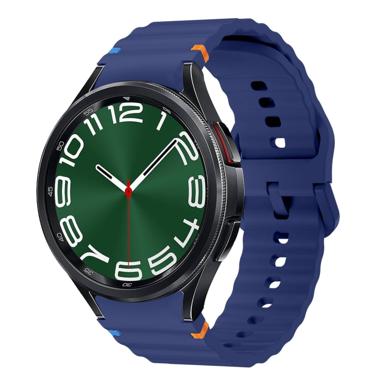 波浪紋縫線矽膠錶帶，適用於 Samsung Galaxy Watch 7 40 / 44mm、Samsung Galaxy Watch 6 Classic、Samsung Galaxy Watch 6 40 / 44mm、Samsung Galaxy Watch 5 40 / 44mm