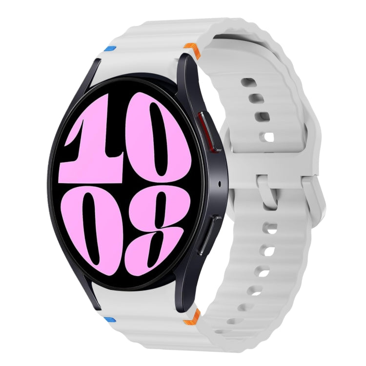 波浪紋縫線矽膠錶帶，適用於 Samsung Galaxy Watch 7 40 / 44mm、Samsung Galaxy Watch 6 Classic、Samsung Galaxy Watch 6 40 / 44mm、Samsung Galaxy Watch 5 40 / 44mm