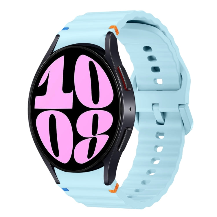 波浪紋縫線矽膠錶帶，適用於 Samsung Galaxy Watch 7 40 / 44mm、Samsung Galaxy Watch 6 Classic、Samsung Galaxy Watch 6 40 / 44mm、Samsung Galaxy Watch 5 40 / 44mm