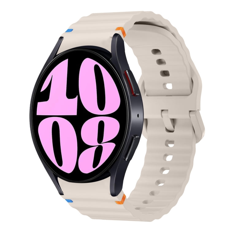 波浪紋縫線矽膠錶帶，適用於 Samsung Galaxy Watch 7 40 / 44mm、Samsung Galaxy Watch 6 Classic、Samsung Galaxy Watch 6 40 / 44mm、Samsung Galaxy Watch 5 40 / 44mm