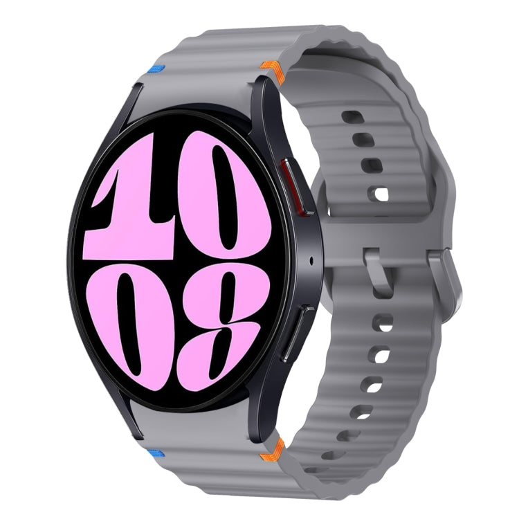 波浪紋縫線矽膠錶帶，適用於 Samsung Galaxy Watch 7 40 / 44mm、Samsung Galaxy Watch 6 Classic、Samsung Galaxy Watch 6 40 / 44mm、Samsung Galaxy Watch 5 40 / 44mm