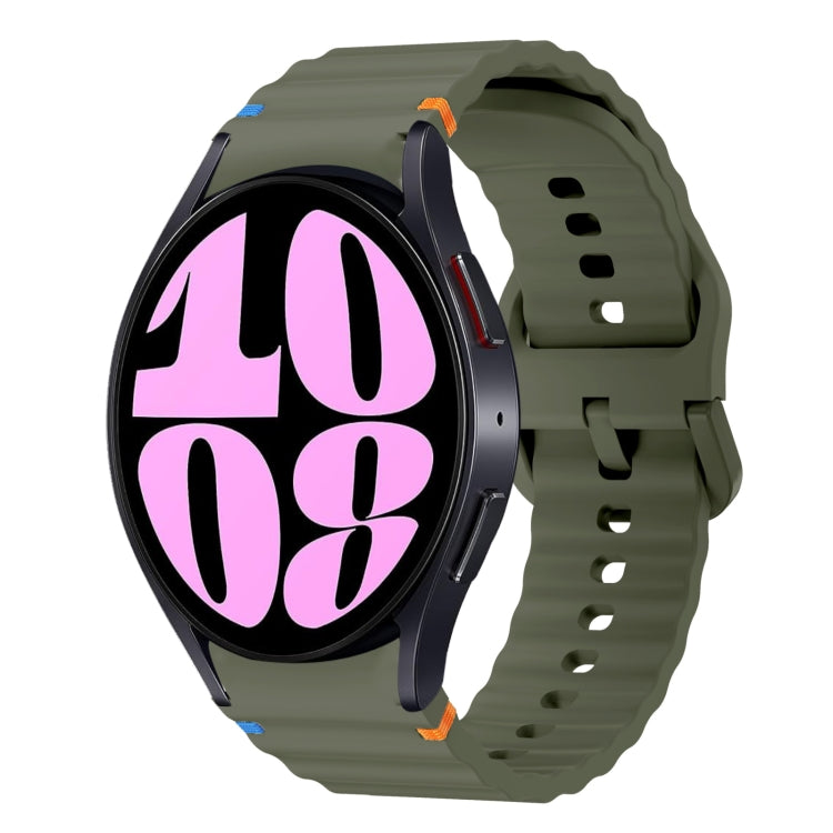 波浪紋縫線矽膠錶帶，適用於 Samsung Galaxy Watch 7 40 / 44mm、Samsung Galaxy Watch 6 Classic、Samsung Galaxy Watch 6 40 / 44mm、Samsung Galaxy Watch 5 40 / 44mm